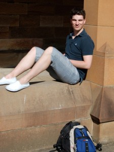 Sydney University - traveler sitting in quadrangle