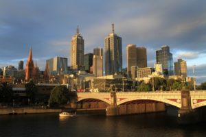 Melbourne Skyline in evening sun